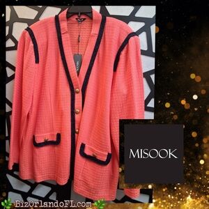 BOUTIQUE: Misook Coral Tailored Fit Blazer / Jacket with Black Tweed Fringe 2X